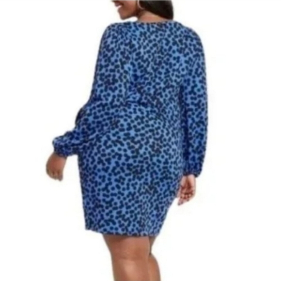 NWOT Womens Ava & Viv Long Sleeve Animal Print Faux Wrap Dress. Size XXL - Picture 3 of 3